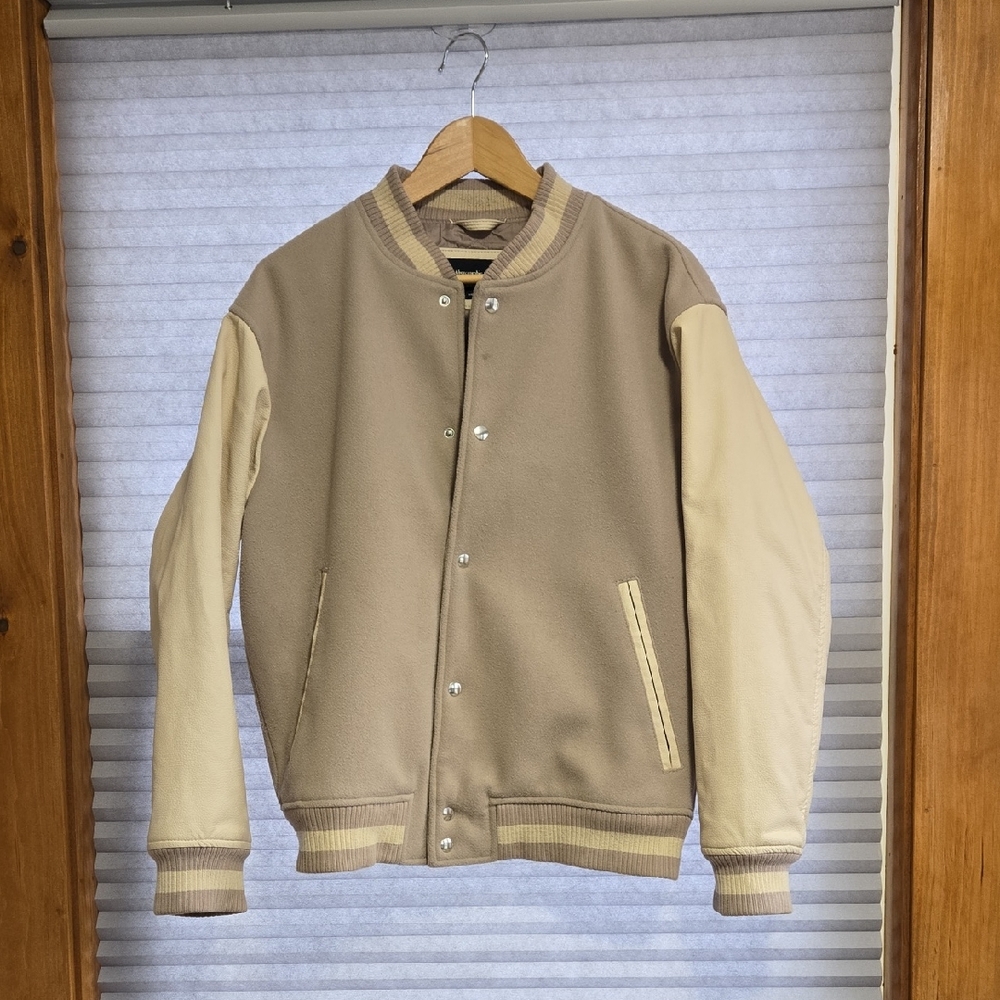 Men's Aberceombie Tan Varsity Jacket, S